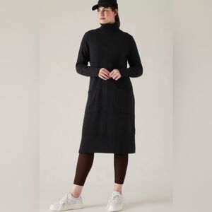Athleta Alpine Turtleneck Sweater Dress Black (Size Small Tall)